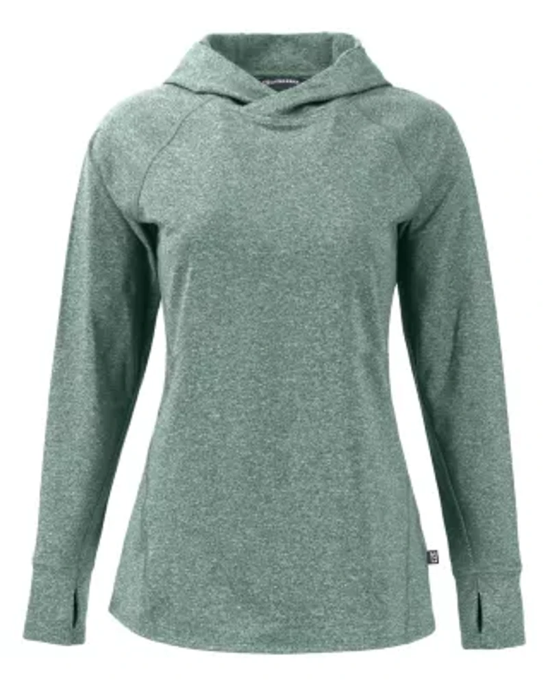 Cutter & Buck Adapt Knit Recycled Womens Heathered Hooded Pullover