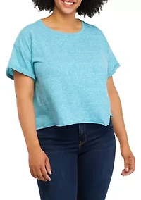 Plus Drop Shoulder Cropped T-Shirt