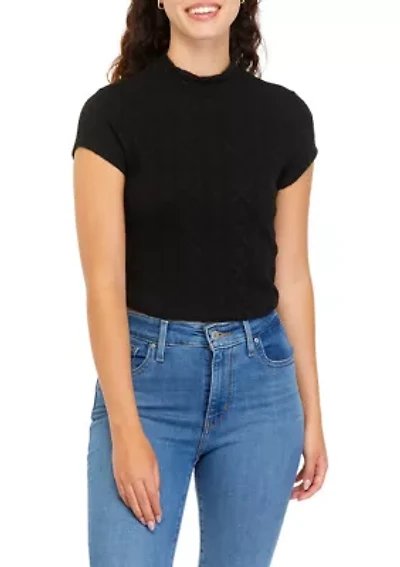 Juniors' Short Sleeve Mock Neck Top