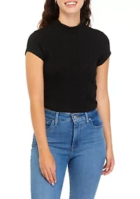 Juniors' Short Sleeve Mock Neck Top