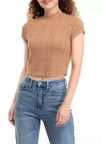 Juniors' Short Sleeve Mock Neck Top