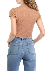 Juniors' Short Sleeve Mock Neck Top