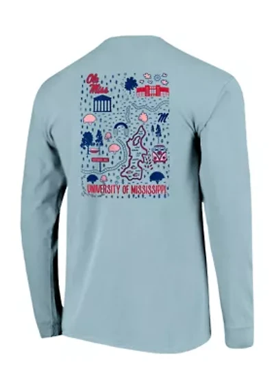 NCAA Ole Miss Rebels Campground Map Long Sleeve T-Shirt