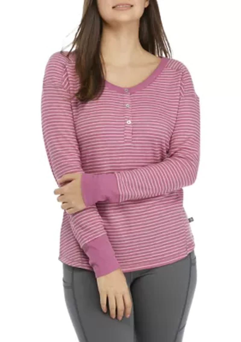 Women's Waffle Knit Stripe Henley Shirt