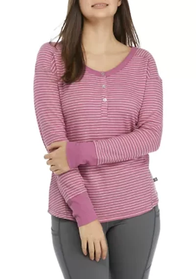 Women's Waffle Knit Stripe Henley Shirt