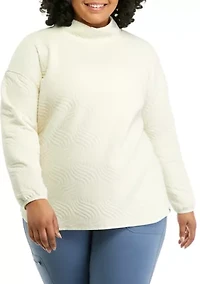 Plus Long Sleeve Quilted Turtleneck Sweater