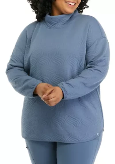 Plus Long Sleeve Quilted Turtleneck Sweater