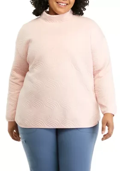 Plus Long Sleeve Quilted Turtleneck Sweater