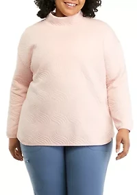 Plus Long Sleeve Quilted Turtleneck Sweater
