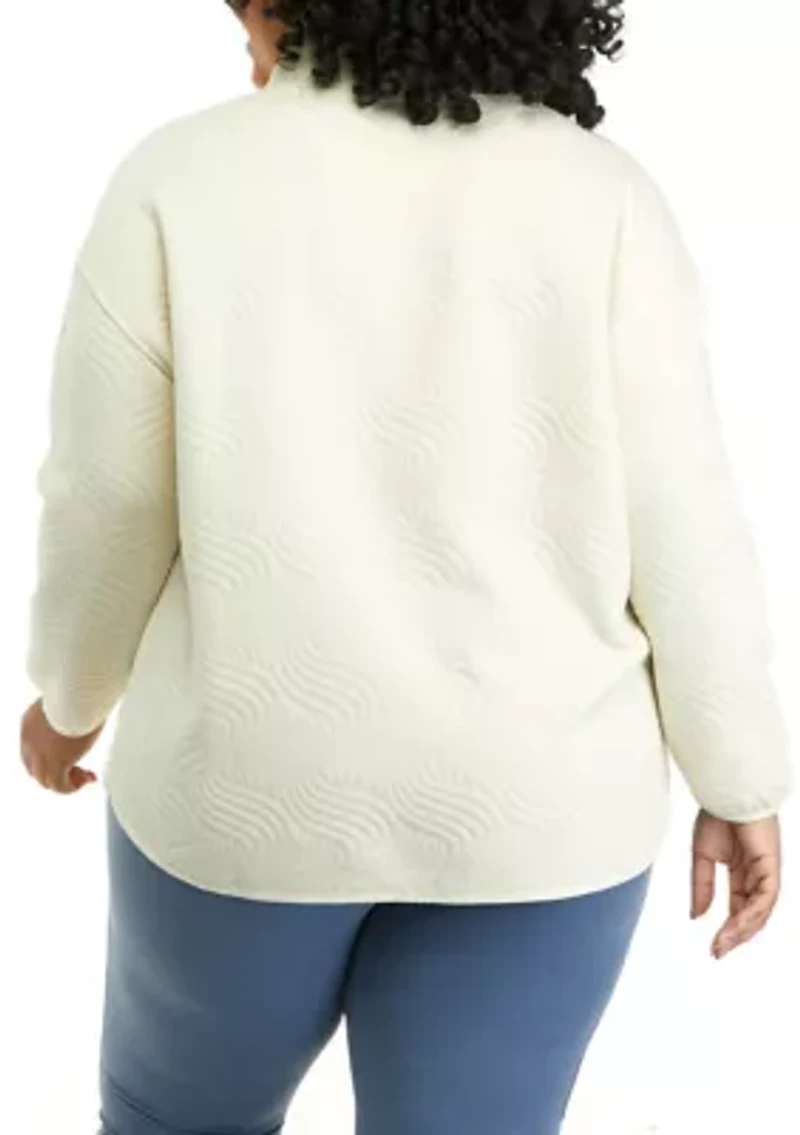 Plus Long Sleeve Quilted Turtleneck Sweater