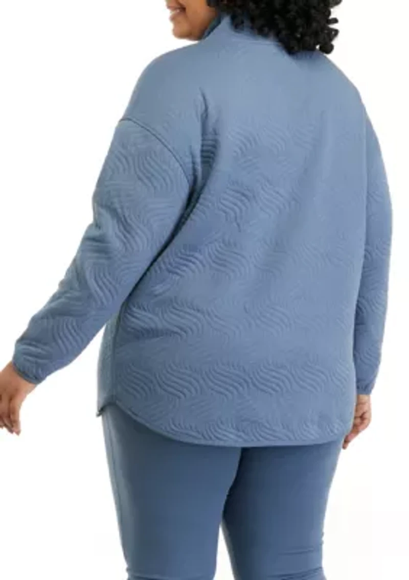 Plus Long Sleeve Quilted Turtleneck Sweater