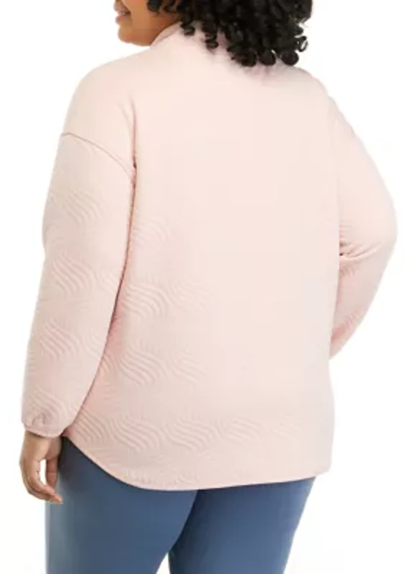 Plus Long Sleeve Quilted Turtleneck Sweater