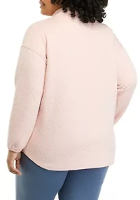 Plus Long Sleeve Quilted Turtleneck Sweater