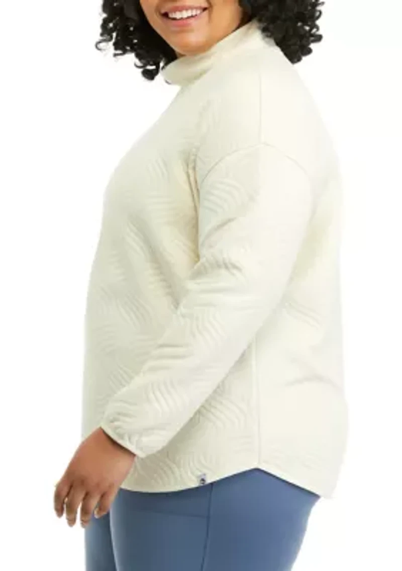 Plus Long Sleeve Quilted Turtleneck Sweater
