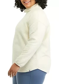 Plus Long Sleeve Quilted Turtleneck Sweater