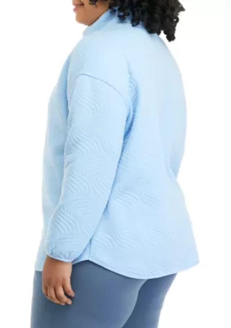 Plus Long Sleeve Quilted Turtleneck Sweater