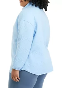 Plus Long Sleeve Quilted Turtleneck Sweater