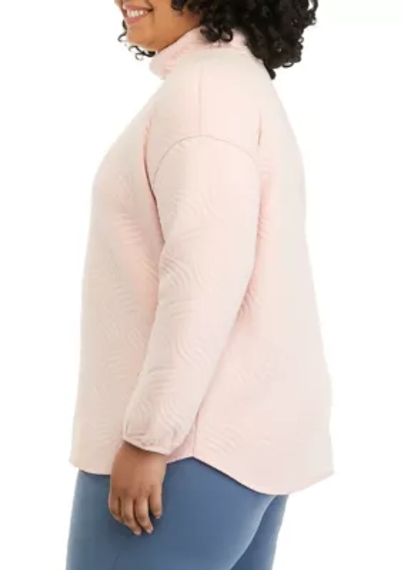 Plus Long Sleeve Quilted Turtleneck Sweater