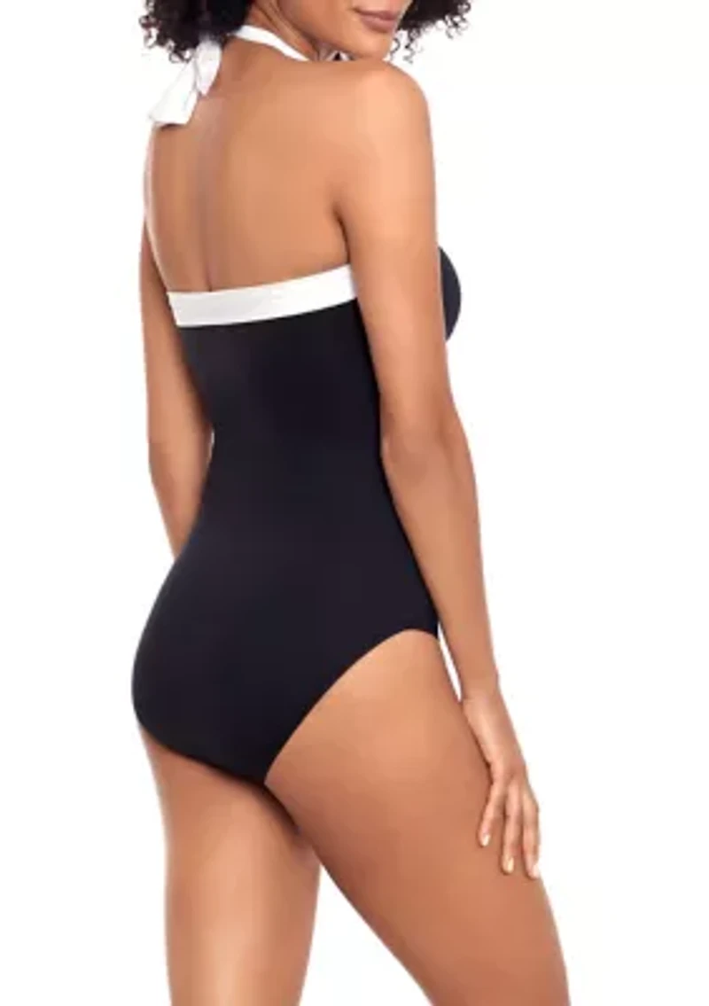 Shirred Bandeau One Piece Swimsuit