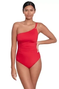 Double Strap One Shoulder Piece Swimsuit