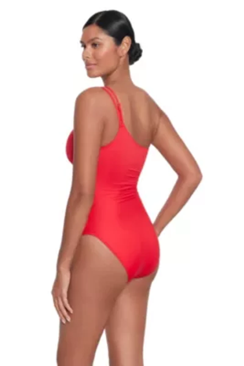 Double Strap One Shoulder Piece Swimsuit