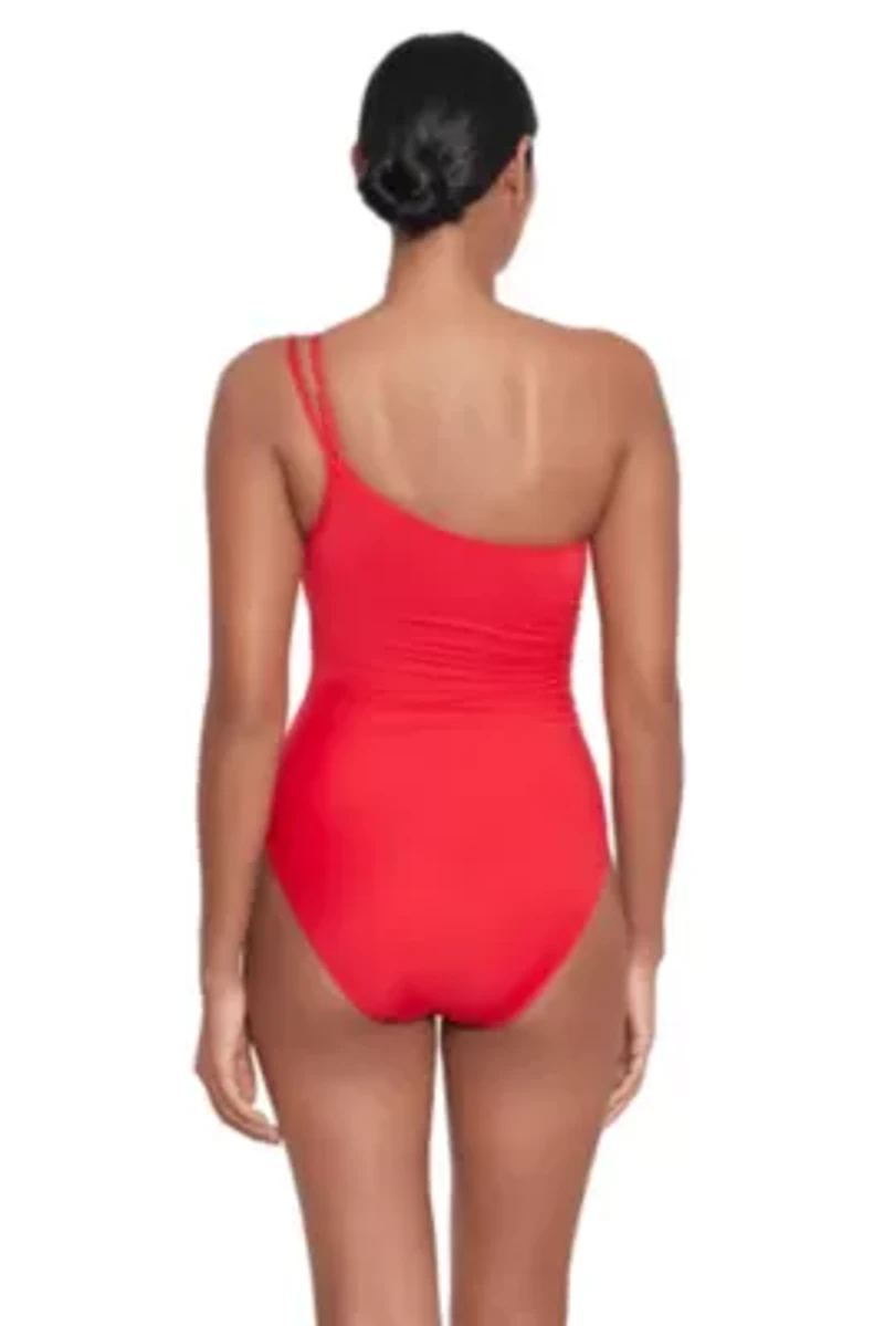 Double Strap One Shoulder Piece Swimsuit