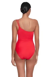 Double Strap One Shoulder Piece Swimsuit