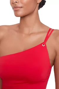 Double Strap One Shoulder Piece Swimsuit