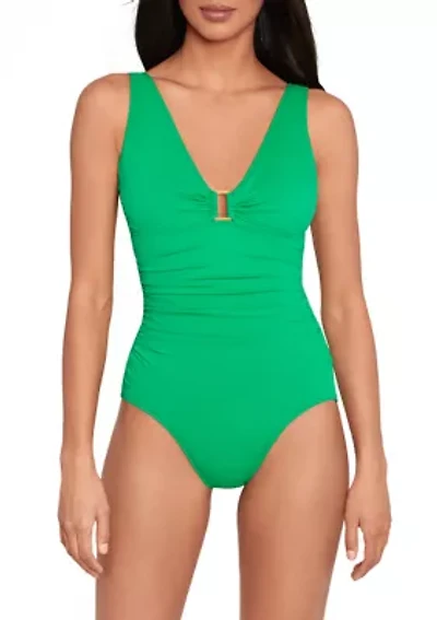 Ring Over the Shoulder One Piece Swimsuit