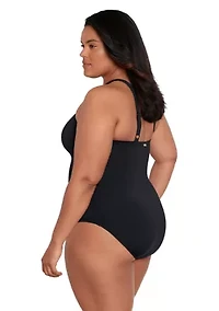 Plus Glamour High Neck One Piece Swimsuit