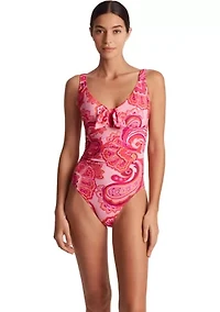 Tie Front One Piece Swimsuit