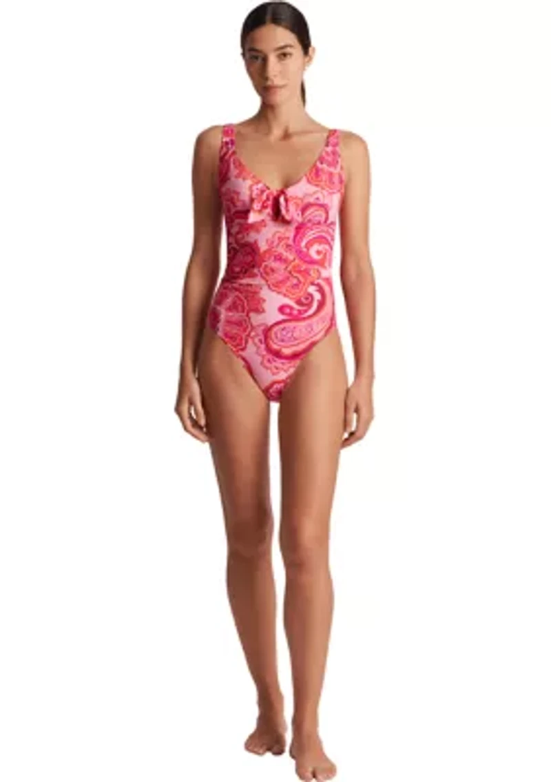 Tie Front One Piece Swimsuit