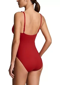 Beach Club Solid V-Neck One Piece Swimsuit