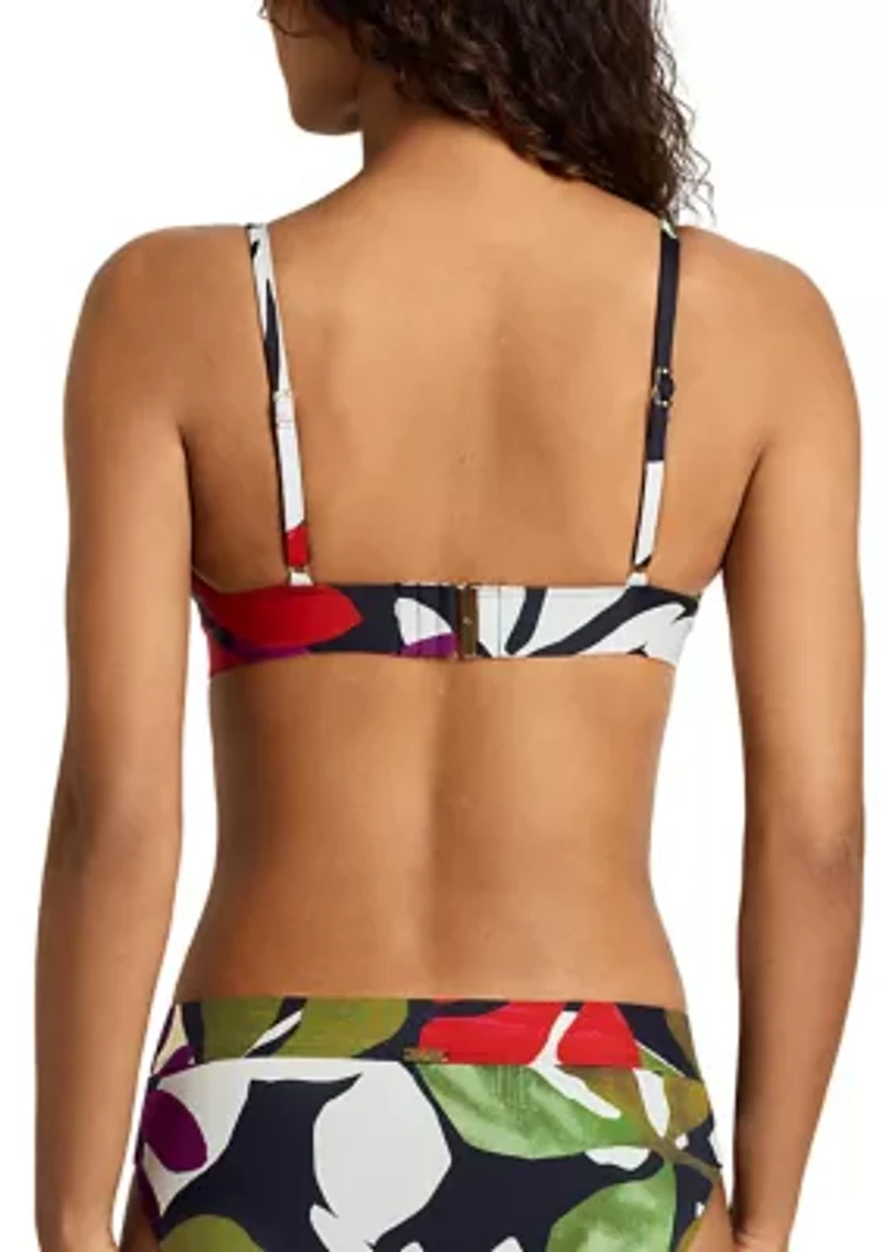 Modern Jungle Floral Triangle V-Neck Bikini Top