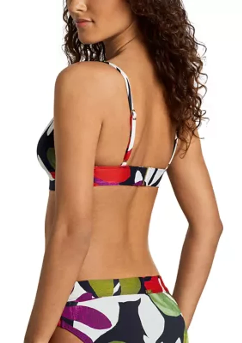 Modern Jungle Floral Triangle V-Neck Bikini Top