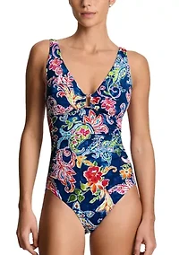 Coastal Paisley Ring Underwire One Piece Swimsuit