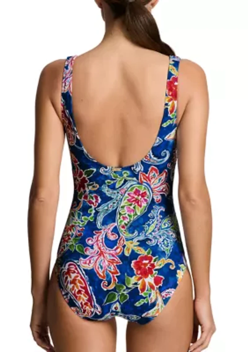 Coastal Paisley Ring Underwire One Piece Swimsuit