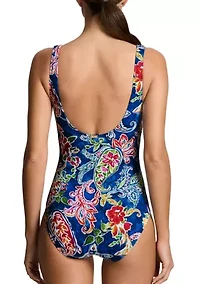 Coastal Paisley Ring Underwire One Piece Swimsuit