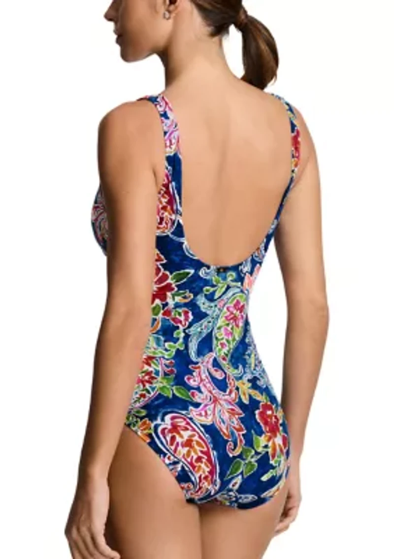 Coastal Paisley Ring Underwire One Piece Swimsuit