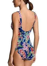 Coastal Paisley Ring Underwire One Piece Swimsuit