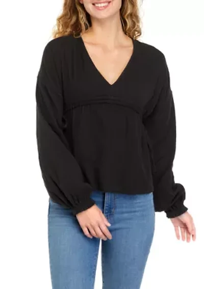 Drop Shoulder Cotton Peasant Top
