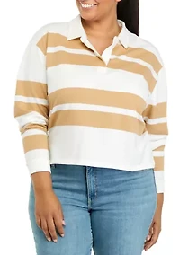 Plus Long Sleeve Terry Polo Shirt