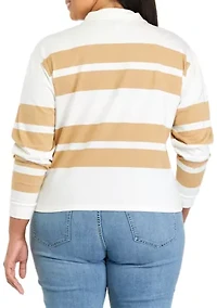 Plus Long Sleeve Terry Polo Shirt