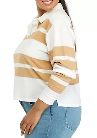 Plus Long Sleeve Terry Polo Shirt