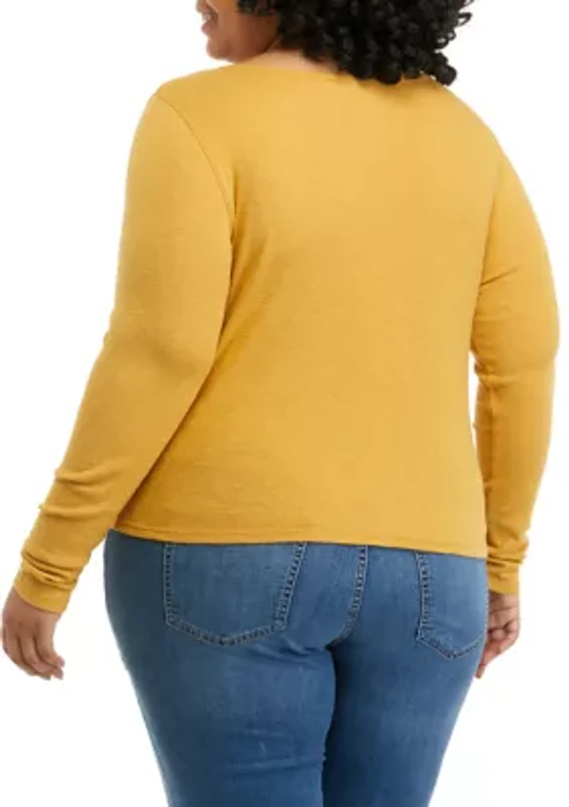 Plus Long Sleeve Rib Crew T-Shirt