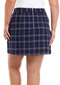 Plus Faux Wrap Plaid Skirt