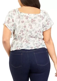 Plus Short Sleeve Ruched Front Blouse