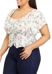 Plus Short Sleeve Ruched Front Blouse