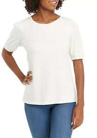 Petite Short Sleeve Smock Knit T-Shirt