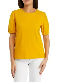 Petite Short Sleeve Smock Knit T-Shirt